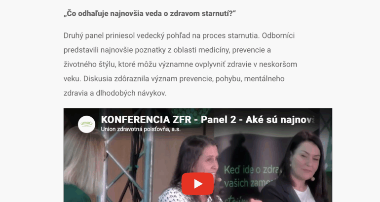 Záznam z konferencie Longevity Union